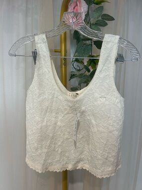 LA Hearts Ivory Textured Crop Top Sleeveless Knit Tank Boho Chic Stretchy